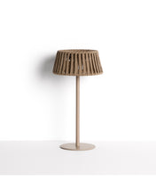 Load image into Gallery viewer, Aldet outdoor solar table lamp in beige flat rope cord with metal stand