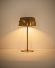 Load image into Gallery viewer, Aldet outdoor solar table lamp in beige flat rope cord with metal stand - image 2