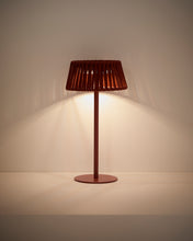 Load image into Gallery viewer, Aldet outdoor solar table lamp in terracotta flat rope cord with metal stand - image 2