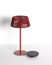 Load image into Gallery viewer, Aldet outdoor solar table lamp in terracotta flat rope cord with metal stand - image 3