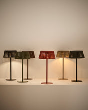Load image into Gallery viewer, Aldet outdoor solar table lamp in terracotta flat rope cord with metal stand - image 4