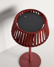 Load image into Gallery viewer, Aldet outdoor solar table lamp in terracotta flat rope cord with metal stand - image 6