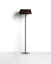 Load image into Gallery viewer, Aldet outdoor solar floor lamp in brown flat rope cord with metal base Ø46cm