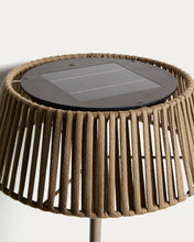 Load image into Gallery viewer, Aldet outdoor solar floor lamp in beige flat rope cord with metal base Ø46cm - image 8