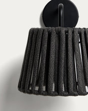 Load image into Gallery viewer, Aldet black outdoor wall light in flat rope cord and metal - image 3