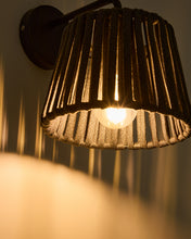 Load image into Gallery viewer, Aldet black outdoor wall light in flat rope cord and metal - image 4