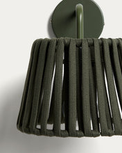 Load image into Gallery viewer, Aldet green outdoor wall light in flat rope cord and metal - image 4