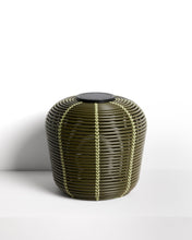 Load image into Gallery viewer, Garoina outdoor solar LED table lamp in green synthetic rattan Ø35cm