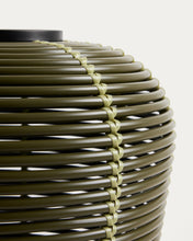 Load image into Gallery viewer, Garoina outdoor solar LED table lamp in green synthetic rattan Ø35cm - image 9