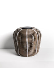 Load image into Gallery viewer, Garoina outdoor solar LED table lamp in taupe synthetic rattan Ø35cm
