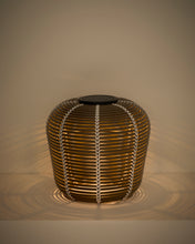 Load image into Gallery viewer, Garoina outdoor solar LED table lamp in taupe synthetic rattan Ø35cm - image 2