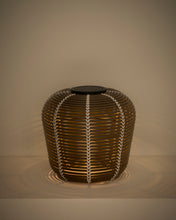 Load image into Gallery viewer, Garoina outdoor solar LED table lamp in taupe synthetic rattan Ø35cm - image 3