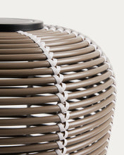 Load image into Gallery viewer, Garoina outdoor solar LED table lamp in taupe synthetic rattan Ø35cm - image 9