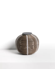 Load image into Gallery viewer, Garoina outdoor solar LED table lamp in taupe synthetic rattan Ø25cm