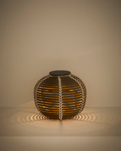 Load image into Gallery viewer, Garoina outdoor solar LED table lamp in taupe synthetic rattan Ø25cm - image 2