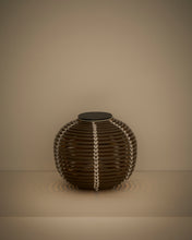 Load image into Gallery viewer, Garoina outdoor solar LED table lamp in taupe synthetic rattan Ø25cm - image 3