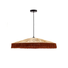 Load image into Gallery viewer, Pollensa ceiling lamp in natural raffia and terracotta fringes, Ø 75 cm