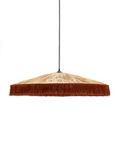 Load image into Gallery viewer, Pollensa ceiling lamp in natural raffia and terracotta fringes, Ø 75 cm - image 2