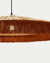 Load image into Gallery viewer, Pollensa ceiling lamp in natural raffia and terracotta fringes, Ø 75 cm - image 4