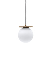 Load image into Gallery viewer, Malachi ceiling lamp with glazed glass and travertine stone - image 2