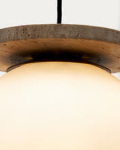 Load image into Gallery viewer, Malachi ceiling lamp with glazed glass and travertine stone - image 5