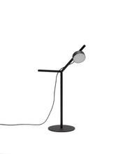 Load image into Gallery viewer, Orey black metal table lamp with multi-position spotlight and UK adaptor