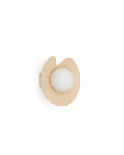 Load image into Gallery viewer, Wilara oak veneer wall-mounted light fixture with 1 smoked glass ball