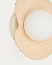 Load image into Gallery viewer, Wilara oak veneer wall-mounted light fixture with 1 smoked glass ball - image 4