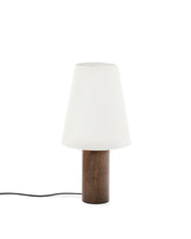 Load image into Gallery viewer, Marga table lamp made from solid rubber wood with dark finish UK adapter