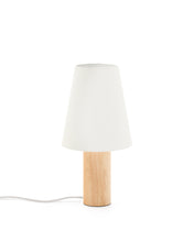 Load image into Gallery viewer, Marga table lamp made from solid rubber wood with natural finish UK adapter