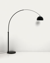 Load image into Gallery viewer, Madali floor lamp in steel with glossy black finish and black marble with adaptor UK