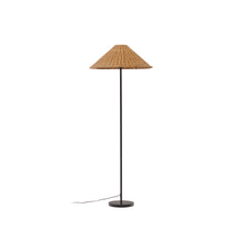 Load image into Gallery viewer, Urania floor lamp in rattan and metal with black painted finished UK adapter
