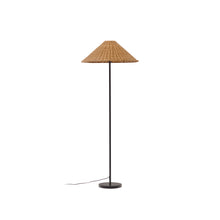 Load image into Gallery viewer, Urania floor lamp in rattan and metal with black painted finished UK adapter - image 2