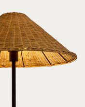 Load image into Gallery viewer, Urania floor lamp in rattan and metal with black painted finished UK adapter - image 4