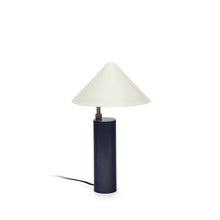 Load image into Gallery viewer, Shiva metal table lamp with blue and white painted finish, 25 cm, UK adaptor