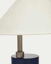 Load image into Gallery viewer, Shiva metal table lamp with blue and white painted finish, 25 cm, UK adaptor - image 7
