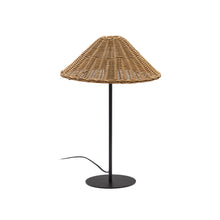 Load image into Gallery viewer, Urania table lamp in rattan and metal with black painted finished UK adapter