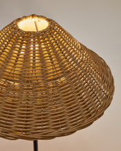 Load image into Gallery viewer, Urania table lamp in rattan and metal with black painted finished UK adapter - image 4