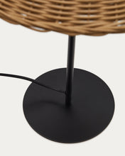 Load image into Gallery viewer, Urania table lamp in rattan and metal with black painted finished UK adapter - image 5