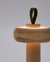 Load image into Gallery viewer, Luba solid ash portable table lamp with green cotton handle - image 4