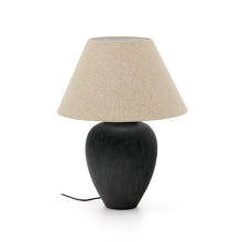 Load image into Gallery viewer, Mercadal ceramic table lamp in a black finish and UK adapter - image 2