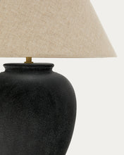 Load image into Gallery viewer, Mercadal ceramic table lamp in a black finish and UK adapter - image 6