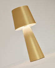 Load image into Gallery viewer, Arenys small metal table lamp in a gold painted finish - image 3