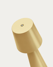 Load image into Gallery viewer, Arenys small metal table lamp in a gold painted finish - image 4