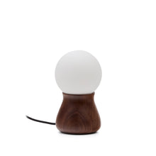 Load image into Gallery viewer, Okeni table lamp made of walnut veneer and glass UK adapter - image 2