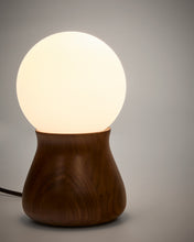 Load image into Gallery viewer, Okeni table lamp made of walnut veneer and glass UK adapter - image 5