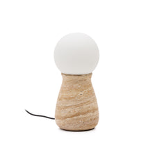 Load image into Gallery viewer, Okeni table lamp made of travertine and glass UK adapter
