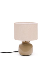 Load image into Gallery viewer, Tay green ceramic and beige linen table lamp UK adapter - image 2