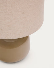 Load image into Gallery viewer, Tay green ceramic and beige linen table lamp UK adapter - image 5