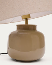 Load image into Gallery viewer, Tay green ceramic and beige linen table lamp UK adapter - image 6